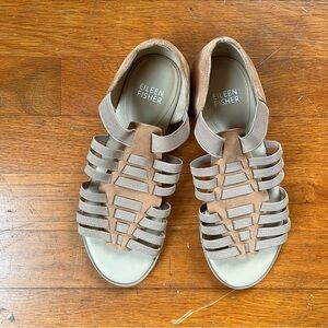 Eileen Fisher Rato Gladiator Sandals Honey/Tan Nubuck Leather